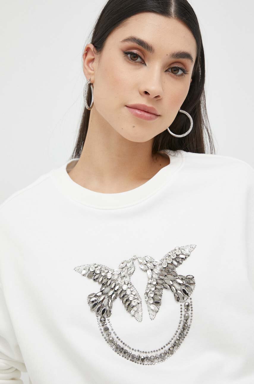 Хлопковая кофта Pinko женская цвет белый с аппликацией | ANSWEAR.ua