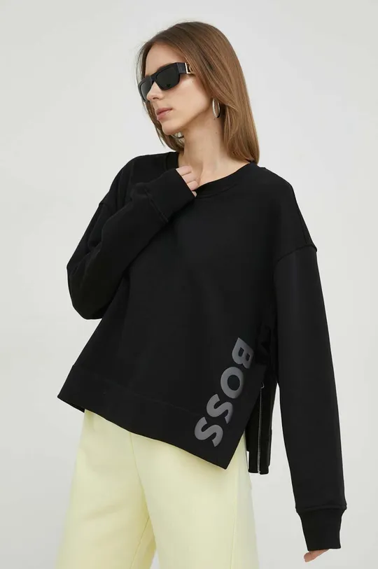 μαύρο Βαμβακερή μπλούζα BOSS Γυναικεία