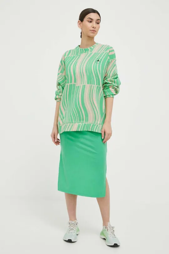 Βαμβακερή μπλούζα adidas by Stella McCartney πράσινο