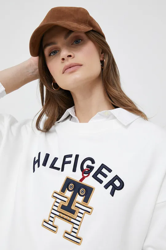 biały Tommy Hilfiger bluza bawełniana