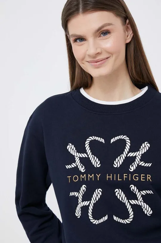 mornarsko modra Bombažen pulover Tommy Hilfiger