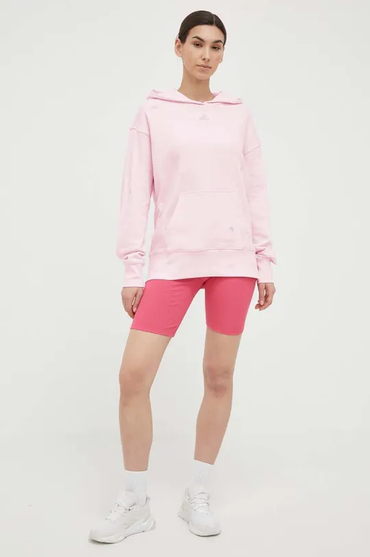 Bombažen pulover adidas roza