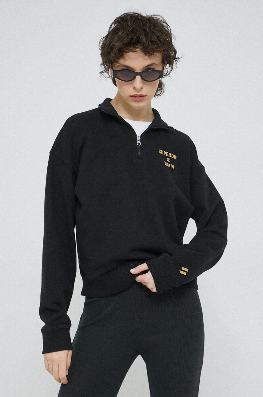negru Superdry hanorac de bumbac De femei