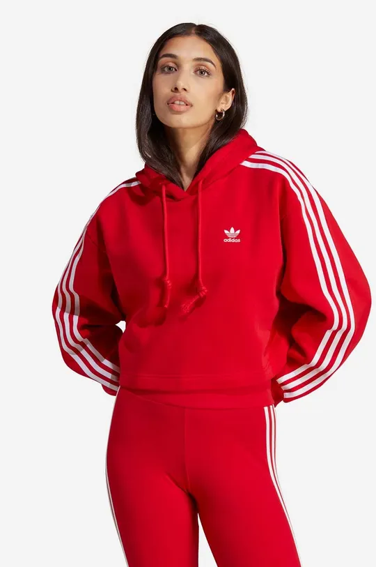 red adidas Originals sweatshirt Adicolor Classics Crop Hoodie Women’s