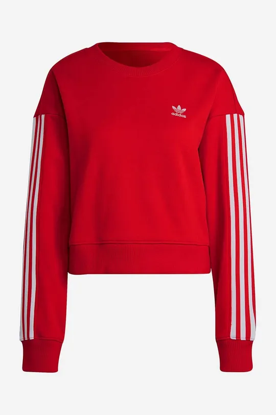 červená Bavlnená mikina adidas Originals 3-Stripes Cropped Sweatshirt