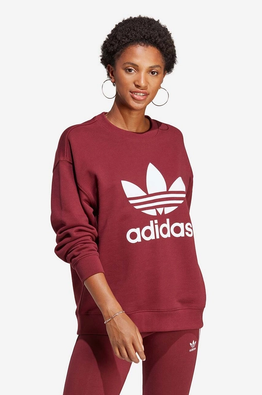 červená Bavlnená mikina adidas Originals Trefoil Crew Sweatshirt Dámsky