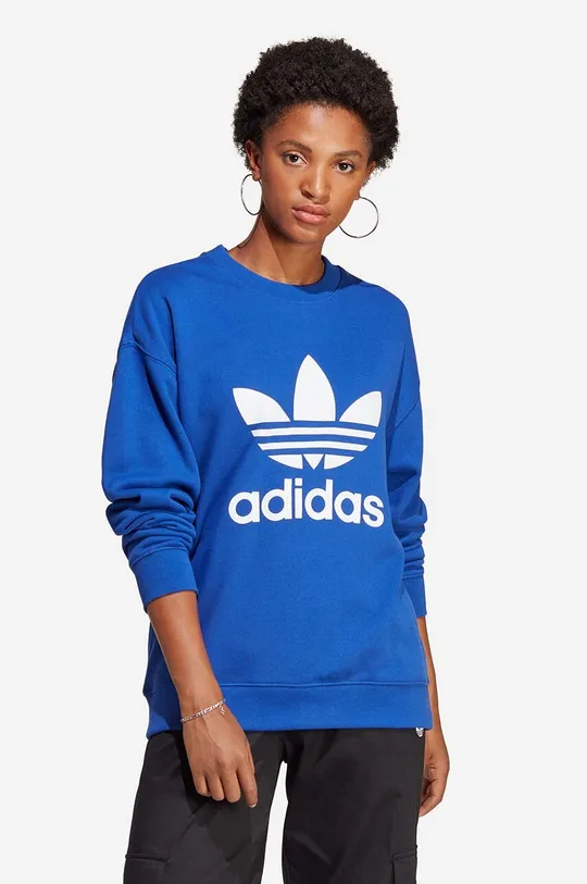blue adidas Originals cotton sweatshirt Trefoil Crew Sweat Women’s
