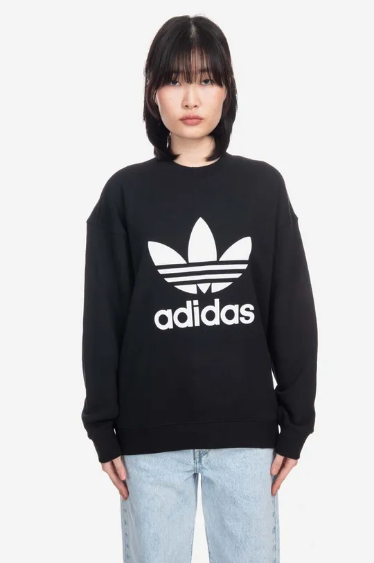 černá Bavlněná mikina adidas Originals Trefoil Crew Dámský