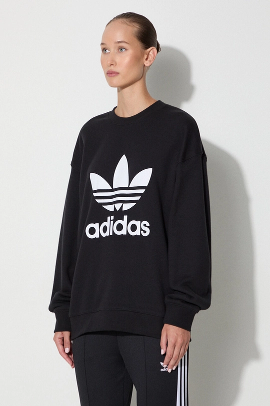 Bavlněná mikina adidas Originals Trefoil Crew černá IB7431