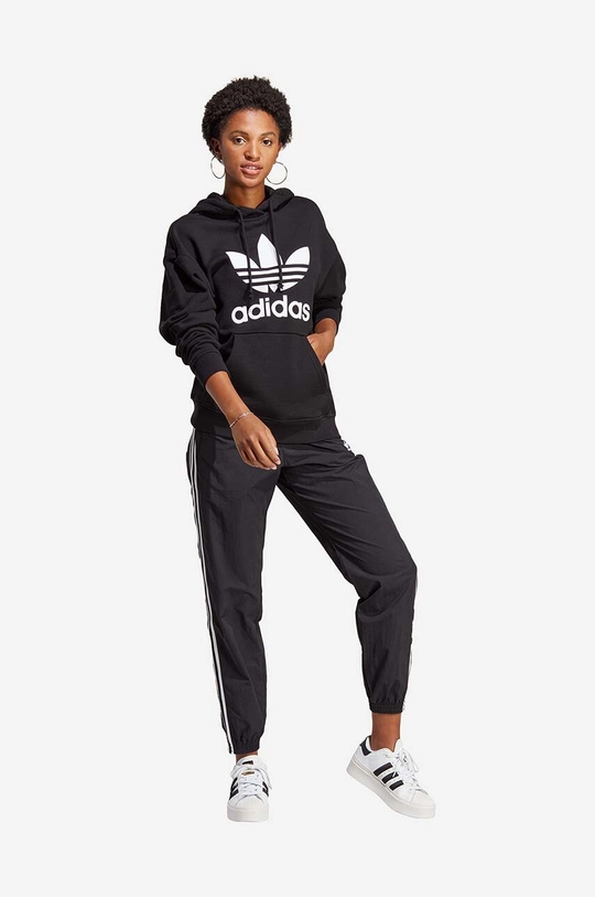 Βαμβακερή μπλούζα adidas Originals Trefoil Hoodie μαύρο