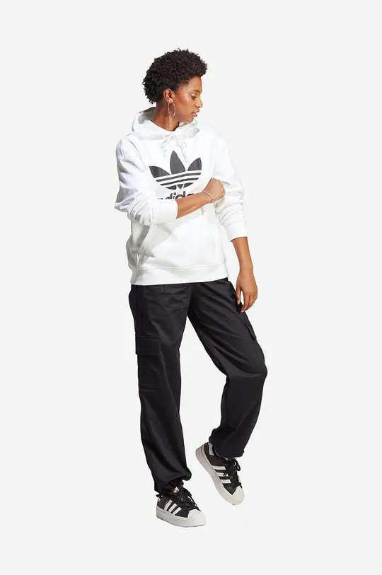 Βαμβακερή μπλούζα adidas Originals Trefoil Hoodie λευκό