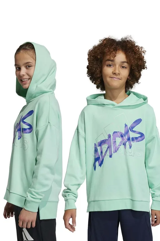 τιρκουάζ Παιδική βαμβακερή μπλούζα adidas Για κορίτσια