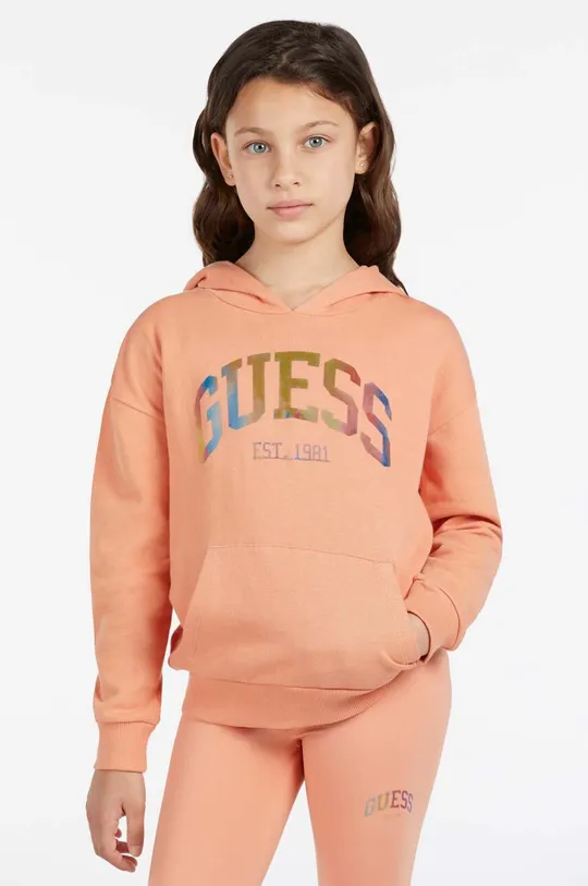 πορτοκαλί Παιδική βαμβακερή μπλούζα Guess Για κορίτσια