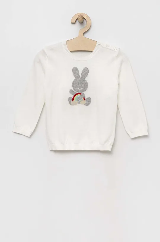 bijela Pamučni pulover za bebe United Colors of Benetton Za djevojčice