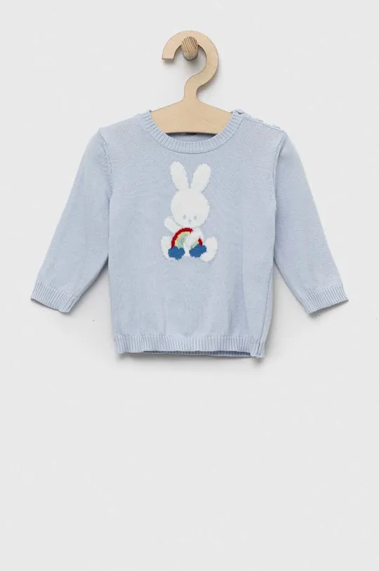 plava Pamučni pulover za bebe United Colors of Benetton Za djevojčice