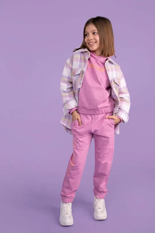 фіолетовий Дитяча бавовняна кофта Coccodrillo Для дівчаток