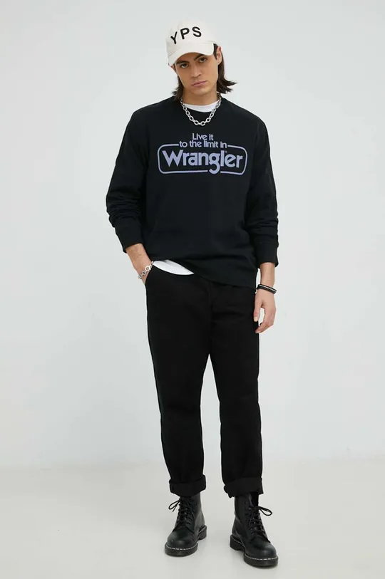 Βαμβακερή μπλούζα Wrangler μαύρο