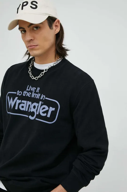 μαύρο Βαμβακερή μπλούζα Wrangler