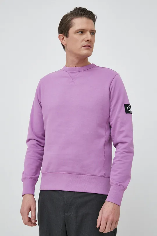 vijolična Bombažen pulover Calvin Klein Jeans Moški