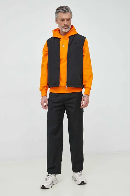 Βαμβακερή μπλούζα Calvin Klein Jeans πορτοκαλί
