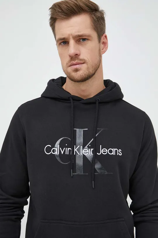 čierna Bavlnená mikina Calvin Klein Jeans Pánsky