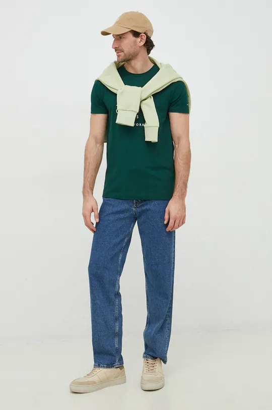 Βαμβακερή μπλούζα Calvin Klein πράσινο