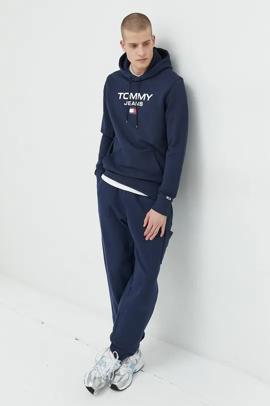 Βαμβακερή μπλούζα Tommy Jeans σκούρο μπλε