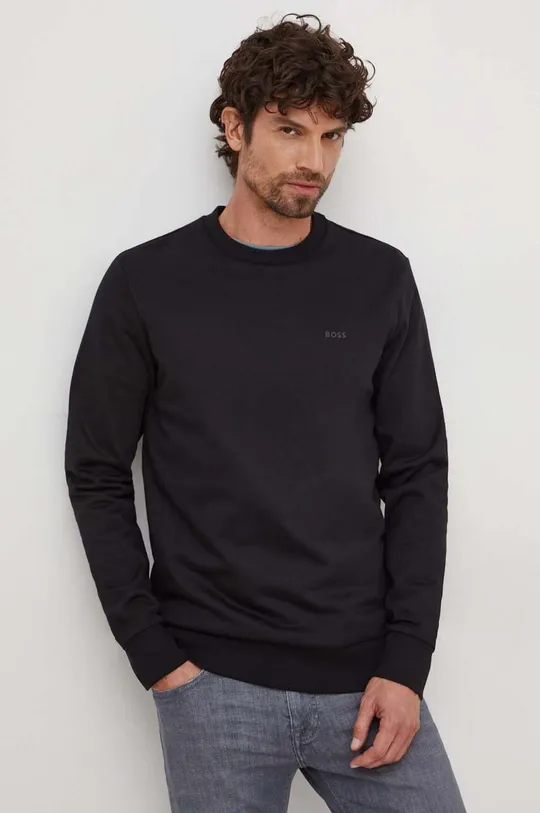 črna Bombažen pulover BOSS