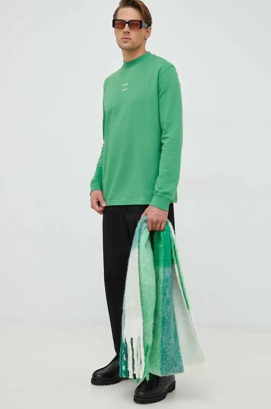 Βαμβακερή μπλούζα Samsoe Samsoe πράσινο