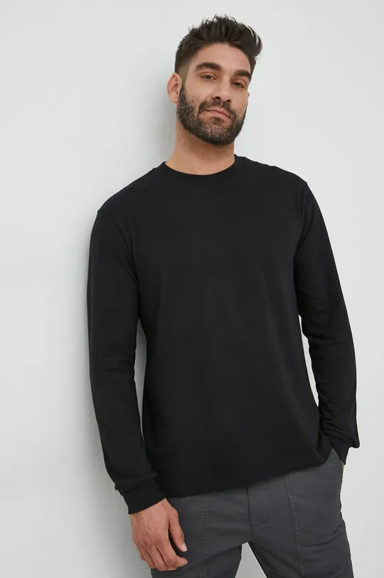 μαύρο Βαμβακερή μπλούζα με μακριά μανίκια GAP Ανδρικά