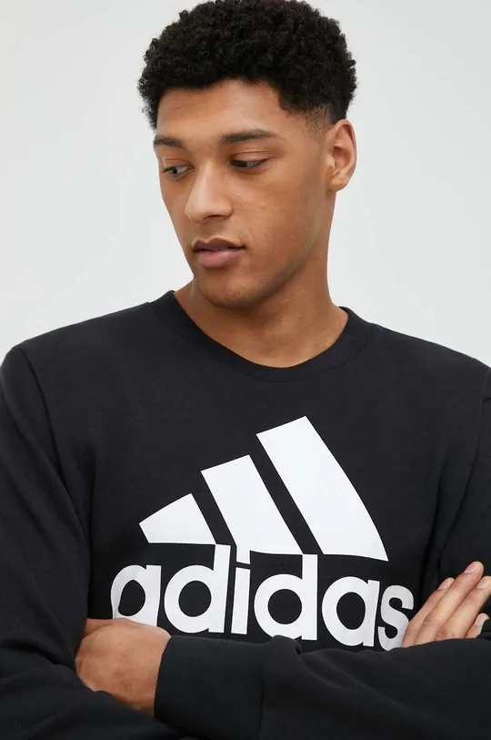 črna Bombažen pulover adidas Moški