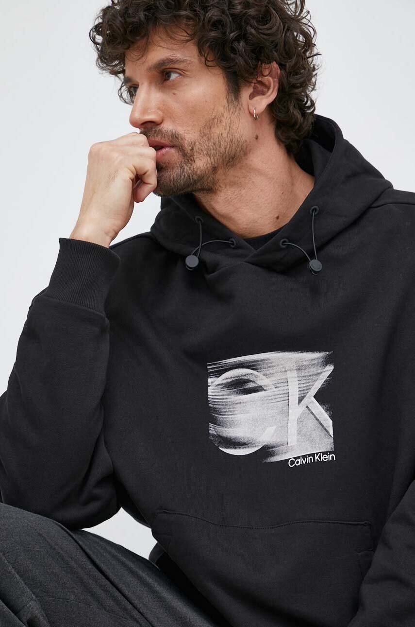 černá Bavlněná mikina Calvin Klein Pánský