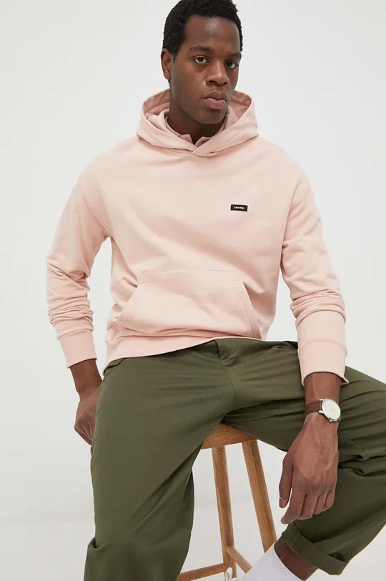 ροζ Βαμβακερή μπλούζα Calvin Klein Ανδρικά