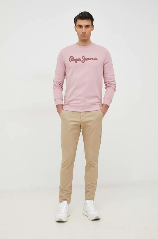 Bombažen pulover Pepe Jeans Ryan Crew roza