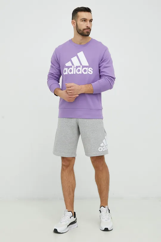 Bombažen pulover adidas vijolična