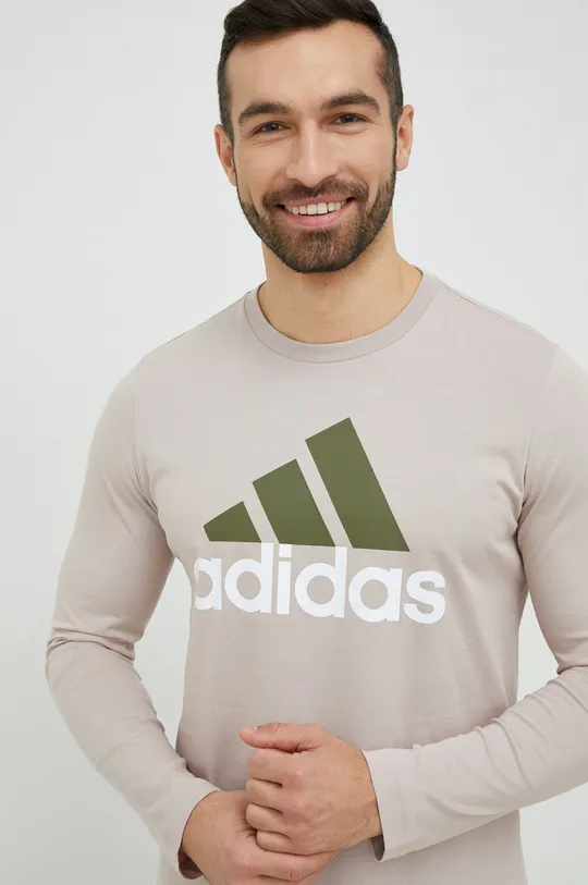 μπεζ Βαμβακερή μπλούζα με μακριά μανίκια adidas Ανδρικά