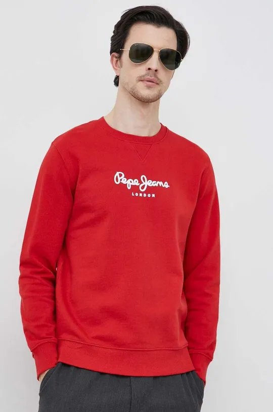 czerwony Pepe Jeans bluza bawełniana Edward Crew Męski