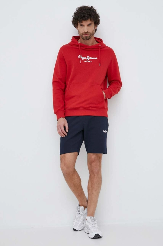 Bombažen pulover Pepe Jeans Edward Hoodie rdeča