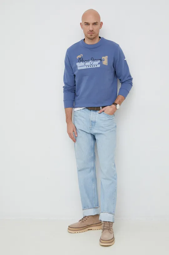 Βαμβακερή μπλούζα Pepe Jeans Alexander μπλε