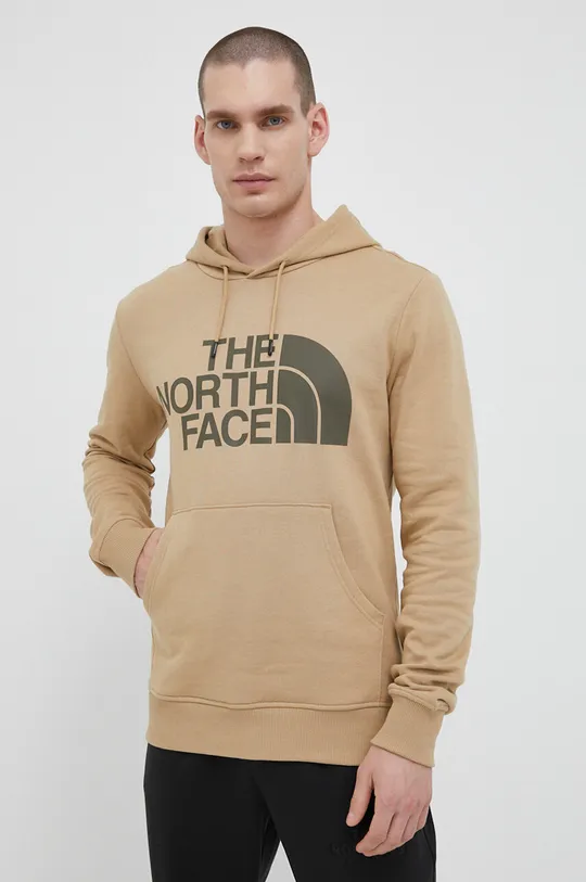 μπεζ Βαμβακερή μπλούζα The North Face Ανδρικά