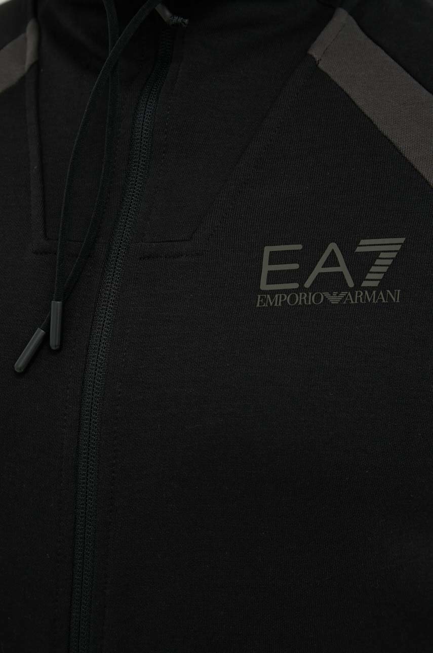 Кофта EA7 Emporio Armani мужская цвет чёрный с капюшоном узор | ANSWEAR.ua