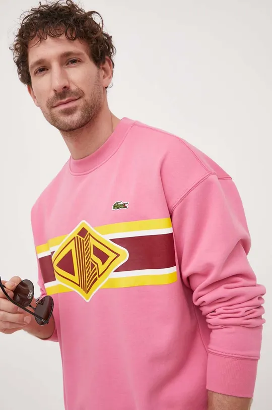 roza Bombažen pulover Lacoste Moški