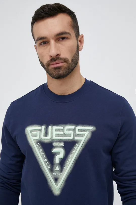 mornarsko modra Bombažen pulover Guess
