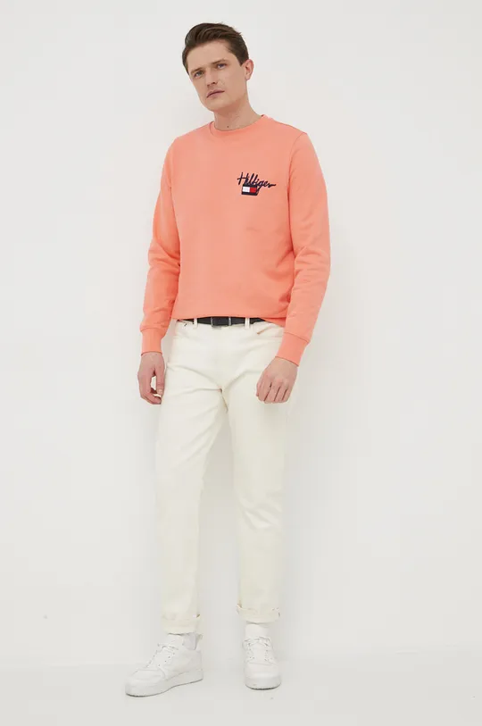 Tommy Hilfiger bluza bawełniana pomarańczowy