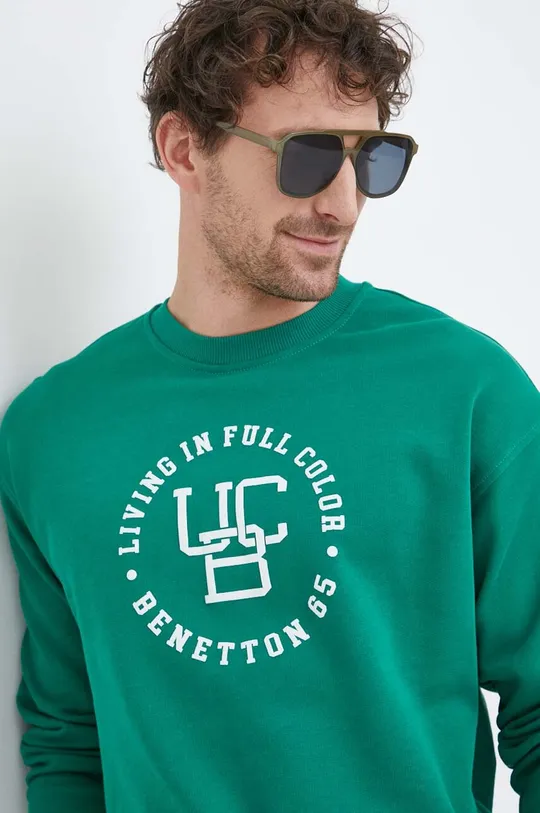 zielony United Colors of Benetton bluza bawełniana Męski