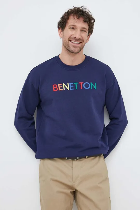 σκούρο μπλε Βαμβακερή μπλούζα United Colors of Benetton Ανδρικά