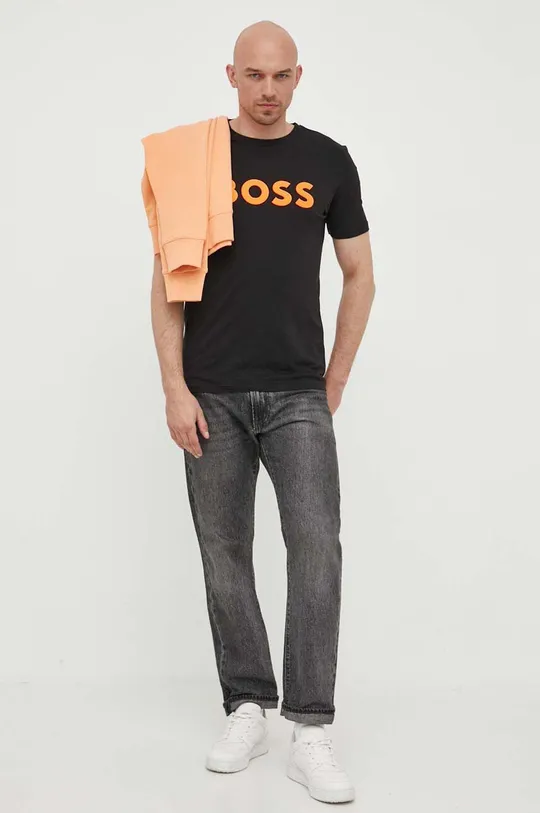 Bombažen pulover BOSS BOSS ORANGE oranžna