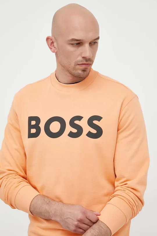 oranžna Bombažen pulover BOSS BOSS ORANGE