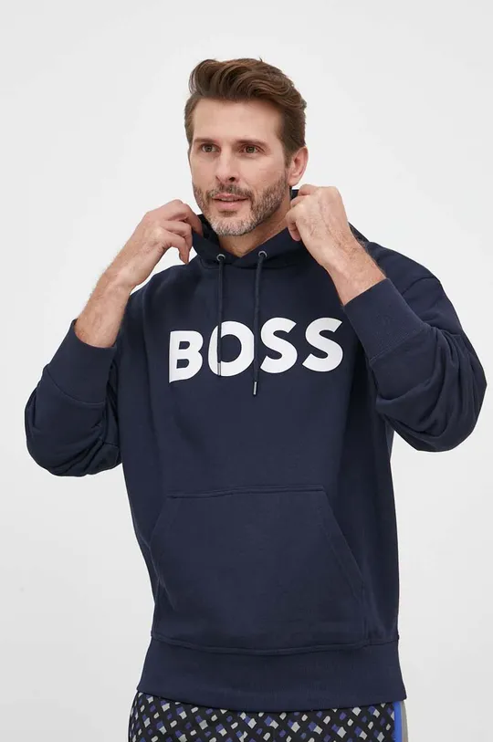 mornarsko modra Bombažen pulover BOSS BOSS ORANGE Moški