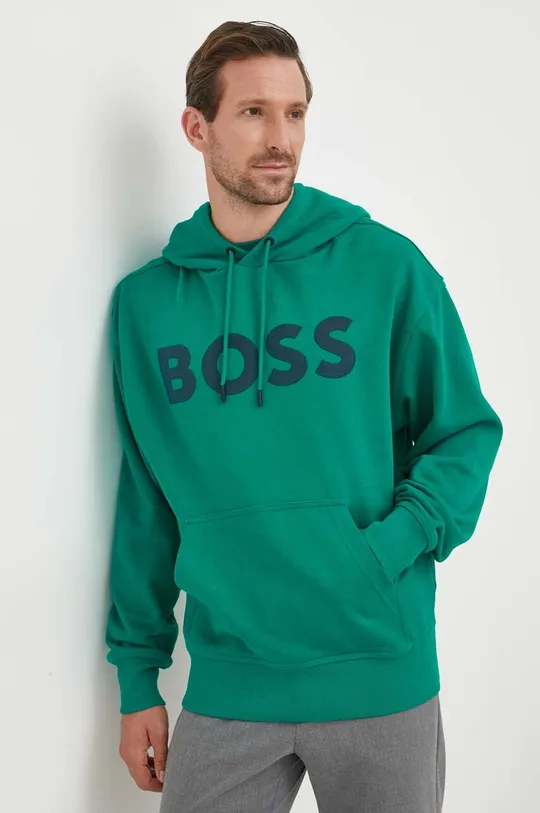 zelena Bombažen pulover BOSS ORANGE